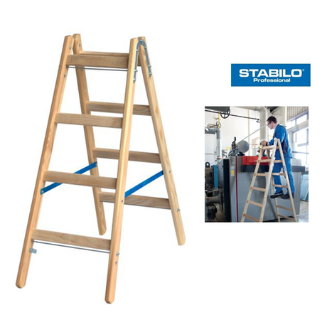 Новинка! Деревянная двухсторонняя стремянка с перекладинами Krause STABILO PROFESSIONAL Sprossen-DoppelLeiter Holz 2 х 4 170248