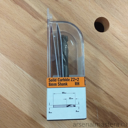 Фреза спиральная монолитная 8 x 32 x 80 Z2/2 S8 RH дерево. ДСП, МДФ, OSB, пластик, ламинат CMT 190.080.11