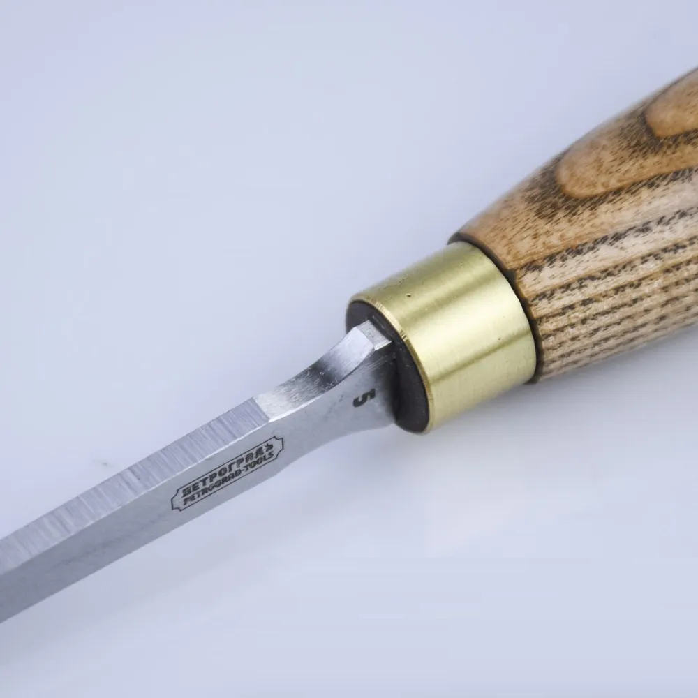 Новинка! Долото ПЕТРОГРАДЪ серия Двина ширина режущей кромки 5 мм, угол заточки 30 гр, длина клинка 120 мм, общая длина 215 мм М00023492