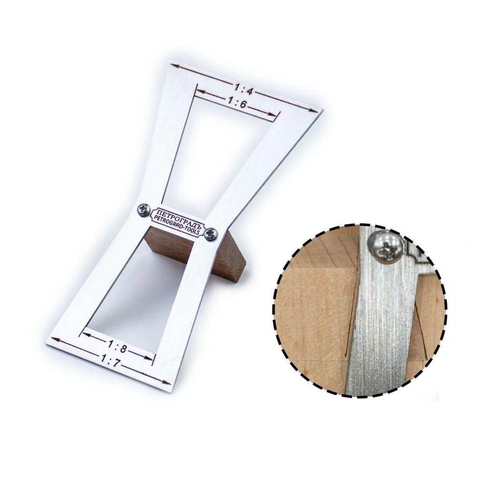 Новинка! Шаблон разметочный для косых шипов ПЕТРОГРАДЪ, модель 4 двусторонний, угол наклона: 1:4, 1:6, 1:7, 1:8 М00025013