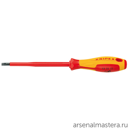 Отвёртка VDE шлицевая плоская SL 2.5 x 0.4 x 75 мм, длина 177 мм, диэлектрическая, 98 20 25, KNIPEX KN-982025