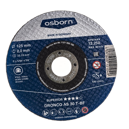 Новинка! Отрезной диск по металлу универсальный DRONCO Superior AS30T, Т41, 125 x 2 x 22, 23 для УШМ 1121055100