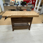 ХИТ! Верстак столярный 140 х 49,8 х 85 см с одними тисками, буковый верх, сосновое основание, 4 выдвижных ящика, цвет тумбы тёмный орех, выставочный образец