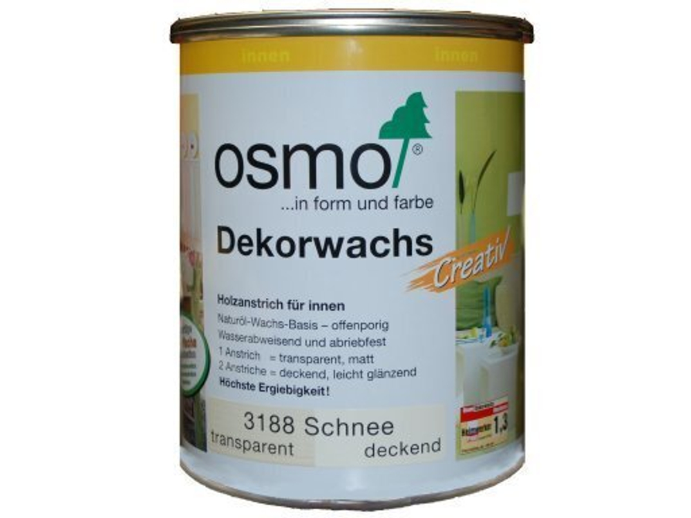 ХИТ! Цветное масло для древесины Osmo 3188 Снег 0,125 л Dekorwachs Intensive Tone для внутренних работ Osmo-3188-0,125 10100456