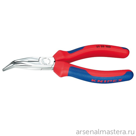 Длинногубцы 160 мм с режущими кромками, губки 40°, фосфатированные, 2-комп ручки 25 25 160 KNIPEX KN-2525160