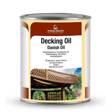 ВЕСЕННИЕ СКИДКИ! Масло датское Borma Decking Oil 60% Азия 1 л для наружных работ, для садовой мебели, веранд, террас, дверей, заборов 4971-60