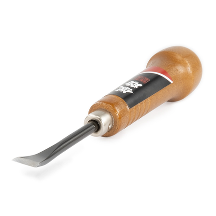 Новинка! Резец японский для резьбы по дереву Takagi Gisuke ударный с рукояткой из красного дуба, 156 мм изогнутый плоский 11 мм 108742