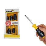 Новинка! Набор отверток 5 шт. Felo SL/PZ, 2-х компонентная рукоятка, SL 3x80, SL 4x100, SL 5,5x125, PZ 1 x 80, PZ 2 x 100 90095148