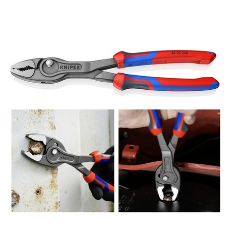 Новинка! Клещи с фронтальным и боковым захватами KNIPEX TwinGrip 250 мм, 7 позиций, зев 5 - 27 мм, 3-комп. ручки в блистере KN-8202250SB