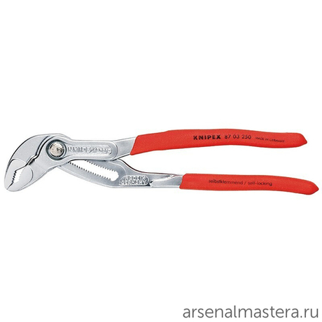 Клещи переставные 300 мм COBRA (Ключ "КОБРА"), зев 70 мм, хром, обливные ручки 87 03 300 KNIPEX KN-8703300