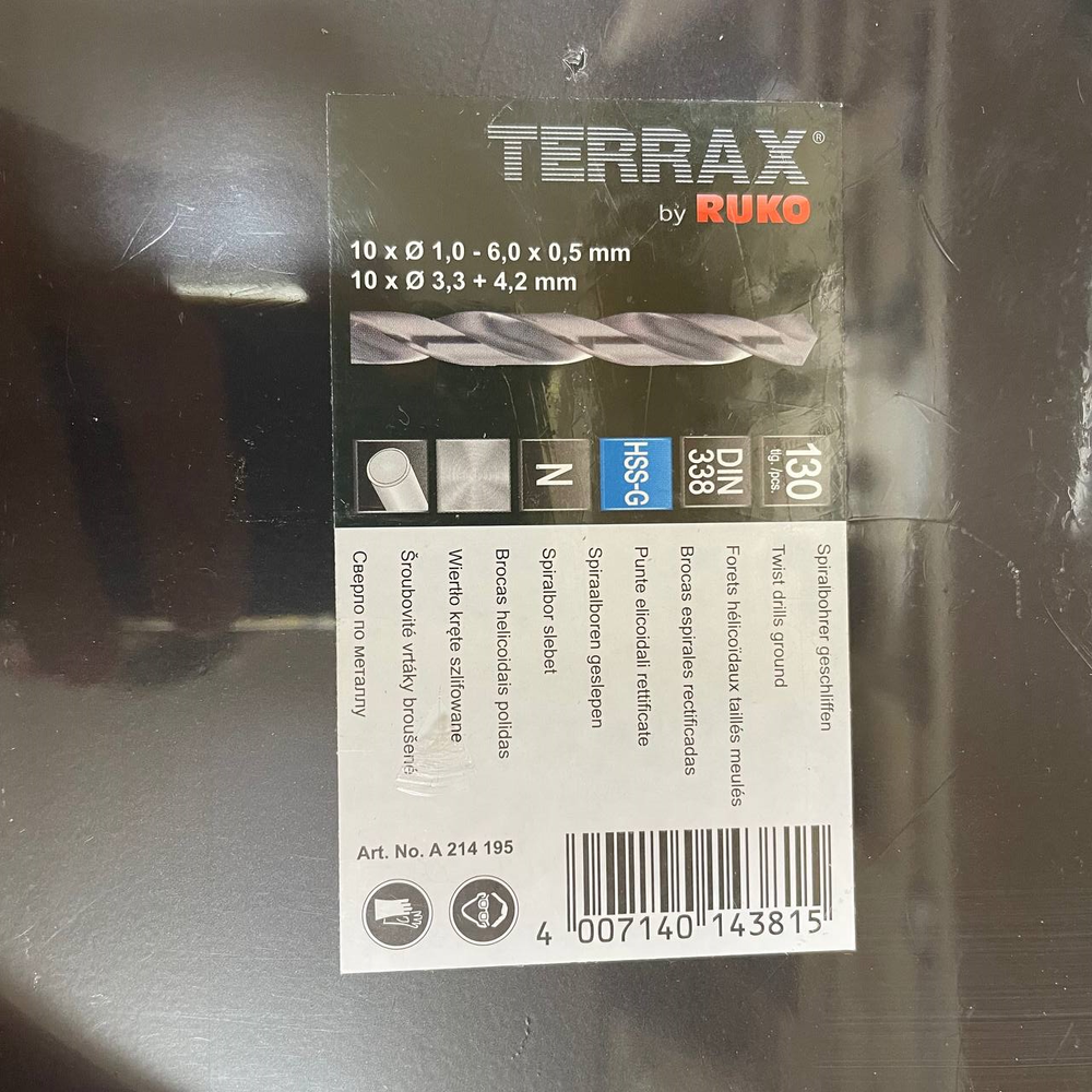 Новинка! Набор из 130 шт сверл спиральных по металлу RUKO HSS-G Terrax by 1-6 мм, в кейсе A214195
