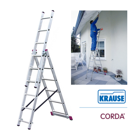 ВЫГОДНЫЙ ОКТЯБРЬ! Лестница трехсекционная универсальная KRAUSE CORDA 3 х 6 ступеней 10360