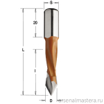 Сверло HW для присадочного станка 5 x 40 x 70 Z2 S10 x 20 RH CMT 375.050.11