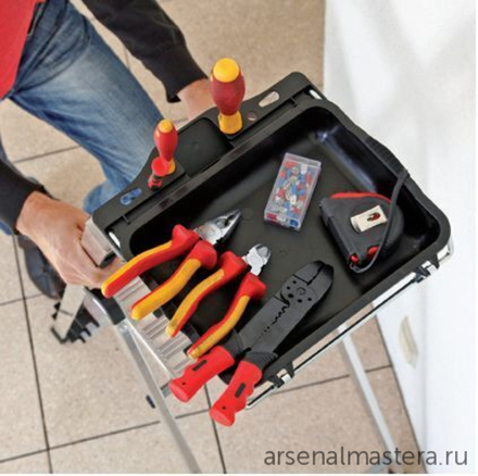 Односторонняя алюминиевая лестница - стремянка с универсальной мульти-грип полкой Krause SECURY 5 ступеней 100 мм 126535