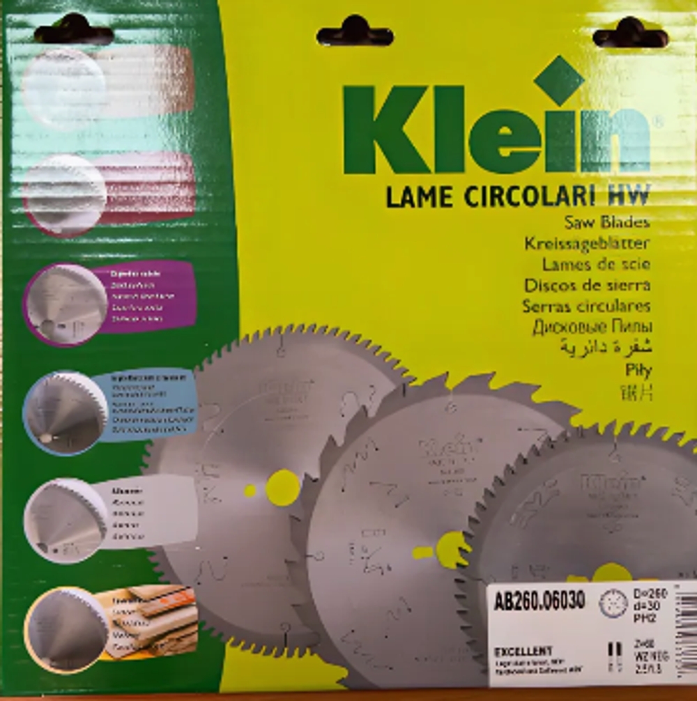 Новинка! Пильный диск Klein для торцовки с протяжкой 260 х 2,5 / 1,8 х 30 Z 60 Neg AB260.06030