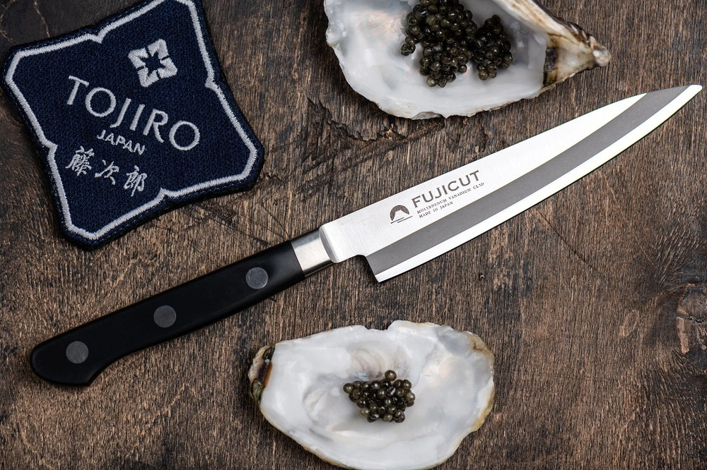 Нож японский Кухонный Универсальный FujiCut Нож Fuji Cutlery Длина лезвия 130 мм Сталь Mo-V заточка 6000 Tojiro FC-1660