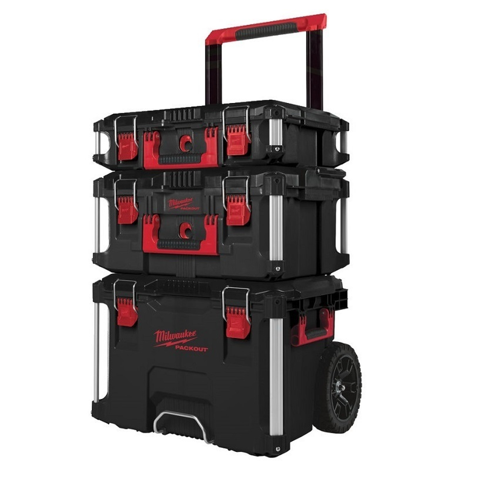 ХИТ! Набор 3 кейсов Milwaukee PACKOUT: Ящик на колесах + Большой ящик + Кейс 4932464244