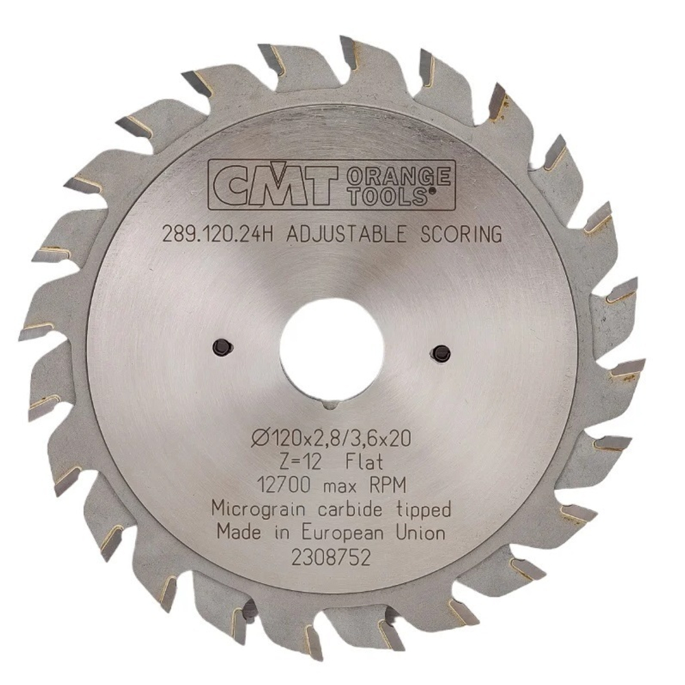 Новинка! Диск пильный 120 x 20 x 2,8 - 3,6 / 15 гр  FLAT Z 12 /12 Сэндвич Industrial adjustable scoring blades CMT 289.120.24H