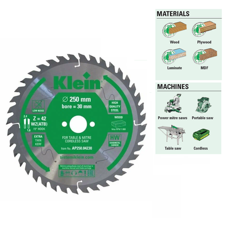 Новинка! Пильный диск тонкий Klein Professional 160 х 1,8 / 1,3 х 30 Z 56 WZ, для резки дерева, мдф, фанеры, ламината AP160.05620