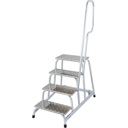 Мобильная алюминиевая монтажная передвижная подставка с поручнями 4 ступени STABILO Krause 805096