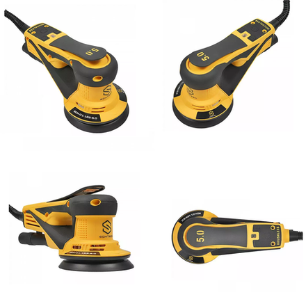 Новинка! Электрическая эксцентриковая шлифовальная машинка ручная Schtaer с пылеотводным шлангом и тормозом тарелки 230 В 0,35 кВт диск 125 мм эксцентрик 5 мм SCH-01-125-5.0