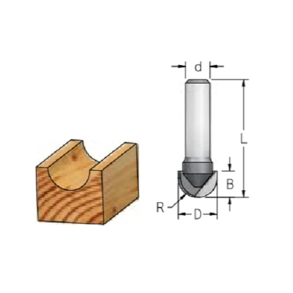Фреза пальчиковая пазовая WoodPecker 9.5x6x38x8 R4.8 W.P.W. HRB1005