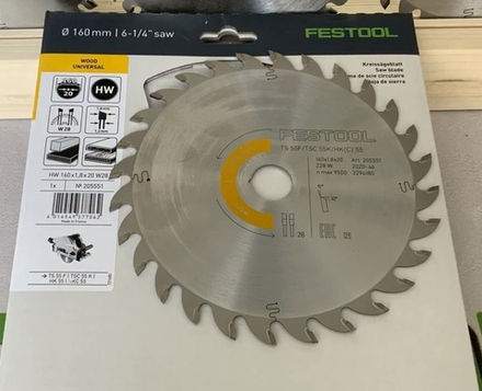 Пильный диск WOOD UNIVERSAL HW 160 x 1,8 x 20 W28 FESTOOL 205551