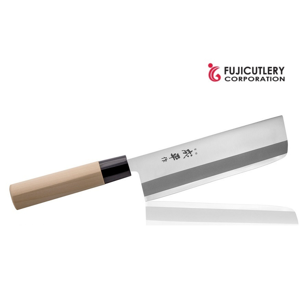 Нож японский овощной кухонный Топорик Накири Fuji Cutlery Narihira длина лезвия 160 мм, сталь Mo - V, рукоять дерево Eco-wood, заточка 9000 Tojiro FC-80
