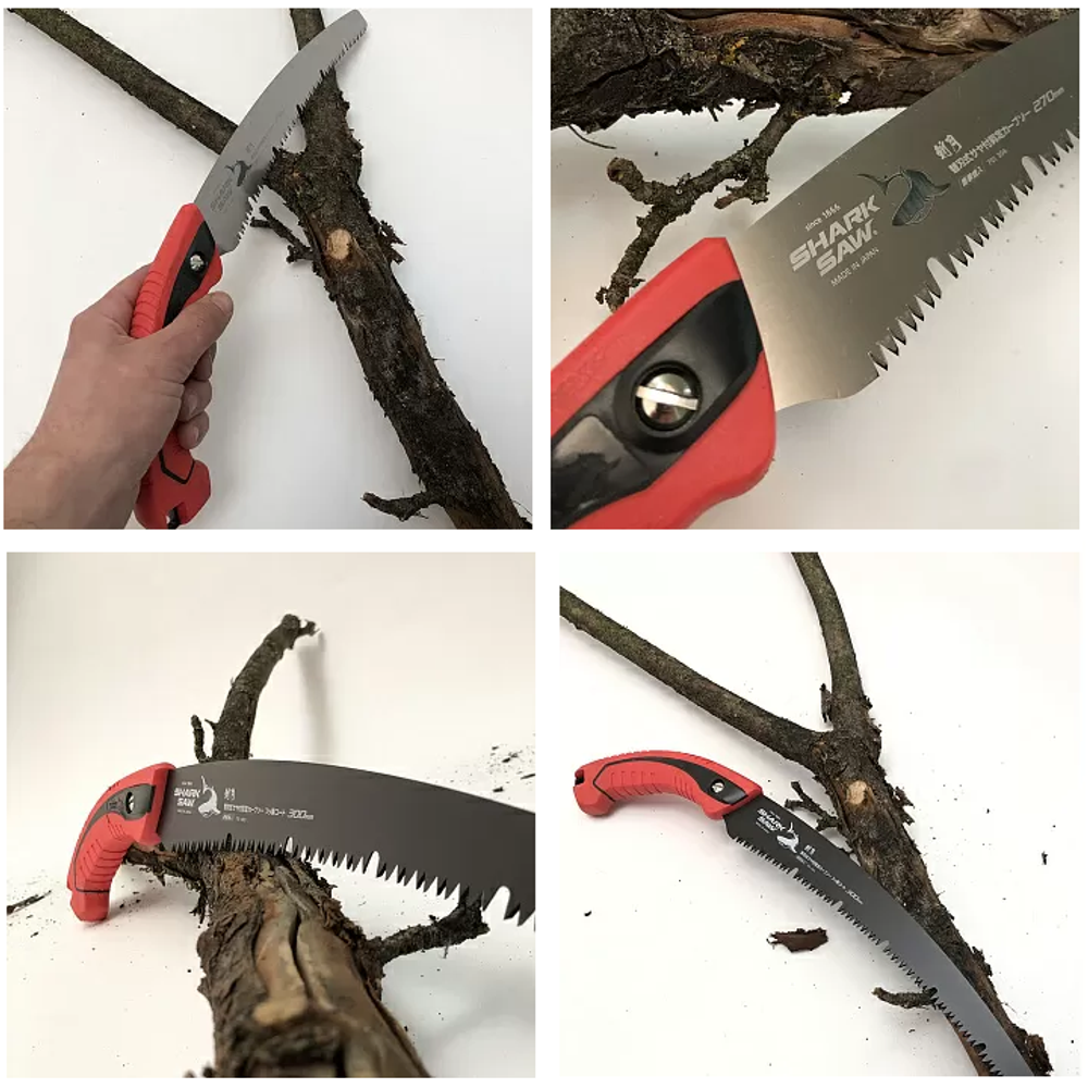 Новинка! Пила ручная садовая японская изогнутая гибридный зуб НОЖОВКА TAKAGI Sheath curved Pruning Saws Shark Saw 270 x 0,9 мм 7TPI с PTFE покрытием. Ножны в комплекте 107324