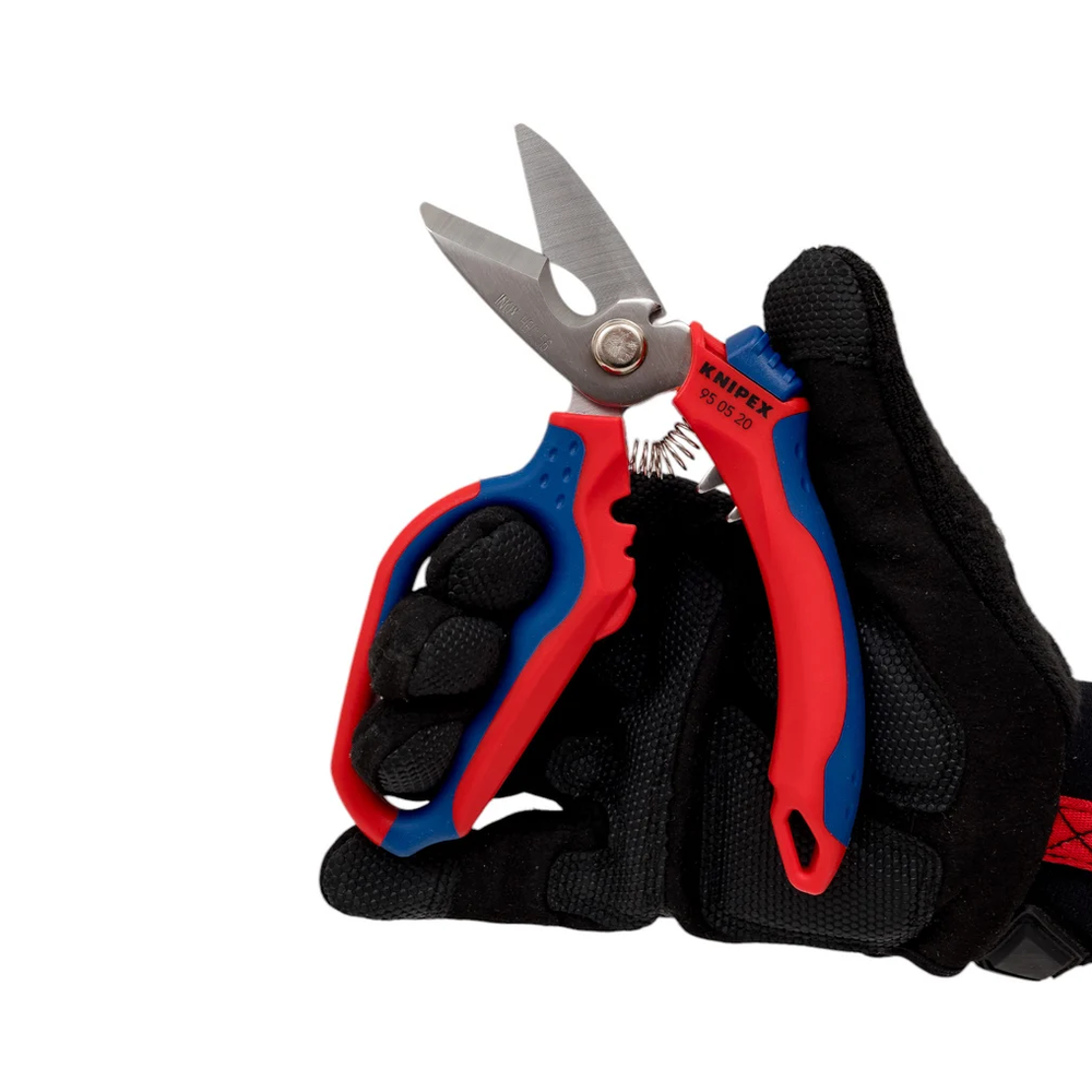 АКЦИЯ ЛЕТНИЕ СКИДКИ! Ножницы электрика угловые KNIPEX 160 мм, обжим концевых гильз: 0.5–6 мм.кв. и 10–25 мм.кв., нерж, 2-комп ручки KN-950520SB
