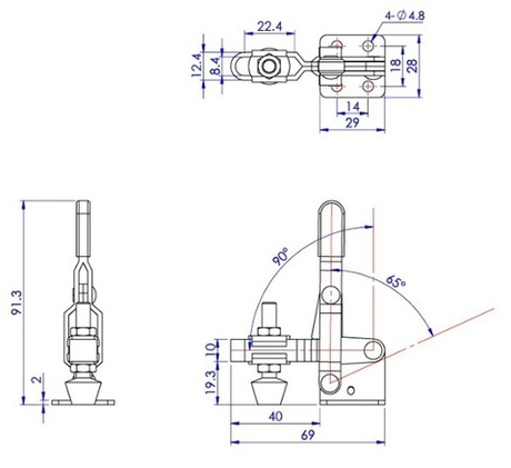 ХИТ! Зажим механический с вертикальной ручкой усилие 100 кг Woodwork GH-102-B