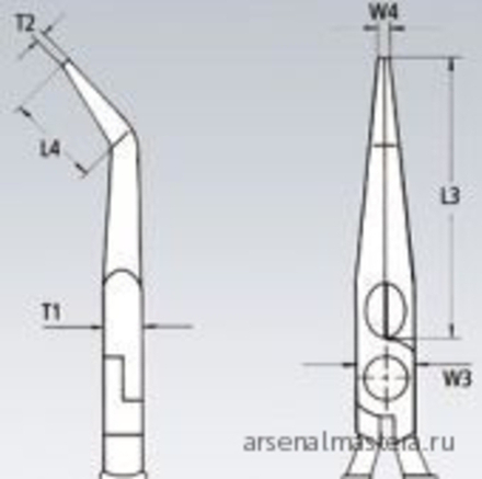 Длинногубцы 160 мм с режущими кромками VDE, губки 40°, фосфатированные, 2-комп ручки KNIPEX KN-2526160