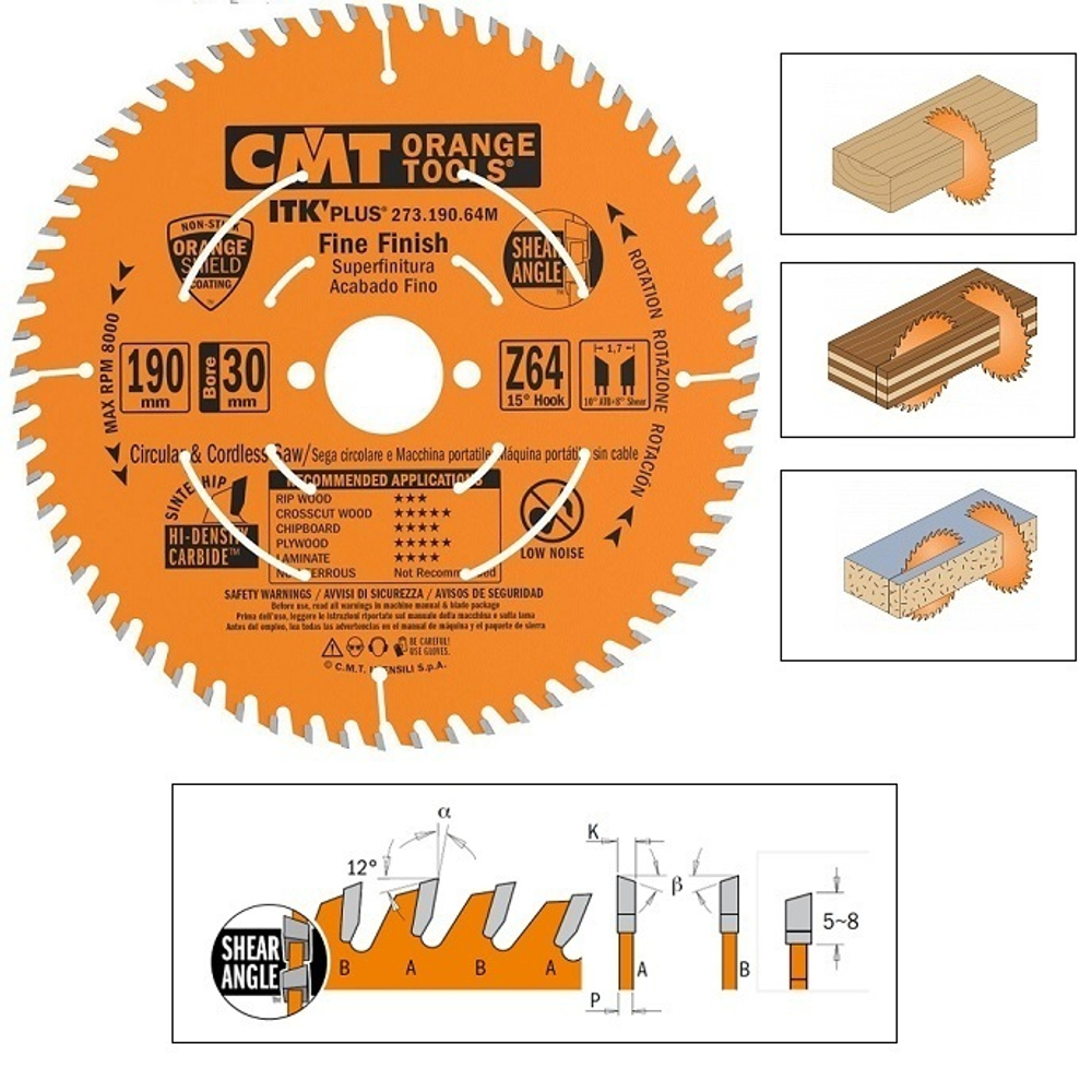 Новинка! Пильный диск 300 x 30 x 2,6 / 1,8  12 гр 10 гр  ATB + 8 гр SHEAR  Z 96 универсальный, тонкий пропил CMT 273.300.96M