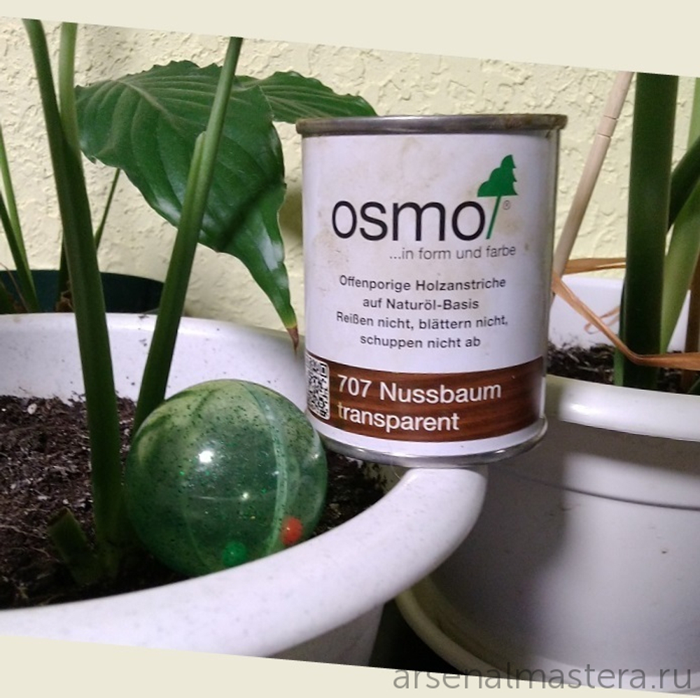 Новинка! Защитное масло - лазурь для древесины Osmo Holzschutz Ol-Lasur 707 Орех 0,22 л для наружных работ 12100045_2