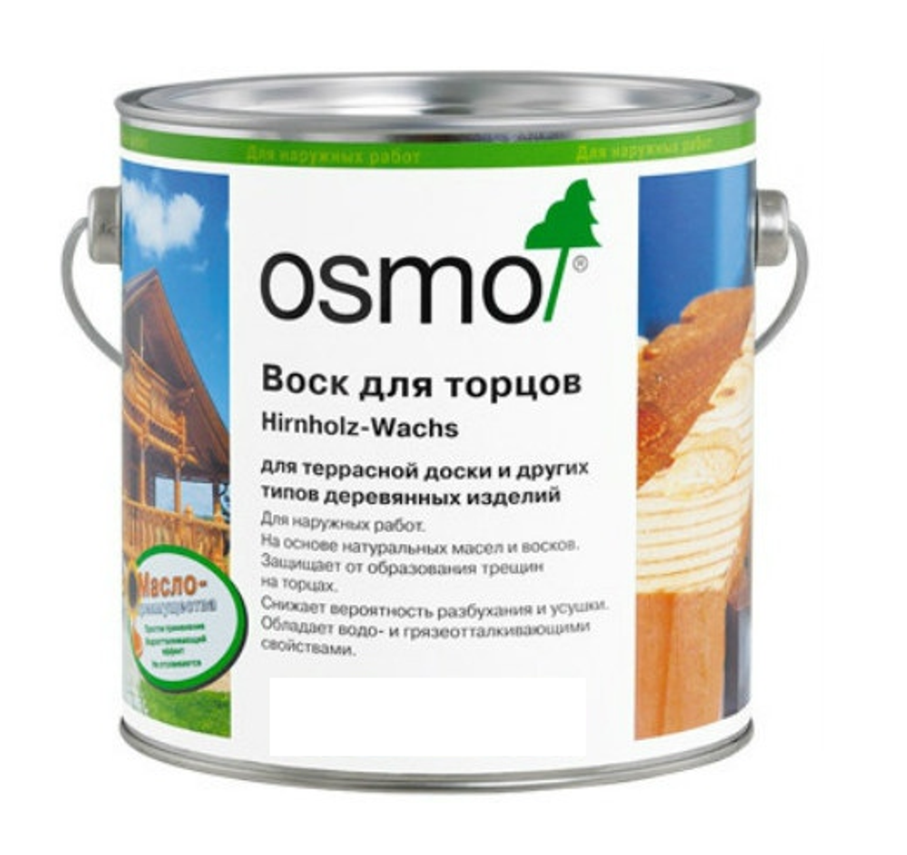 ХИТ! Воск для обработки торцов террасной доски, бруса, бревна Osmo 5735 бесцветный 2,5 л Hirnholz-Wachs для наружных работ Osmo-5735 -2,5 10300153