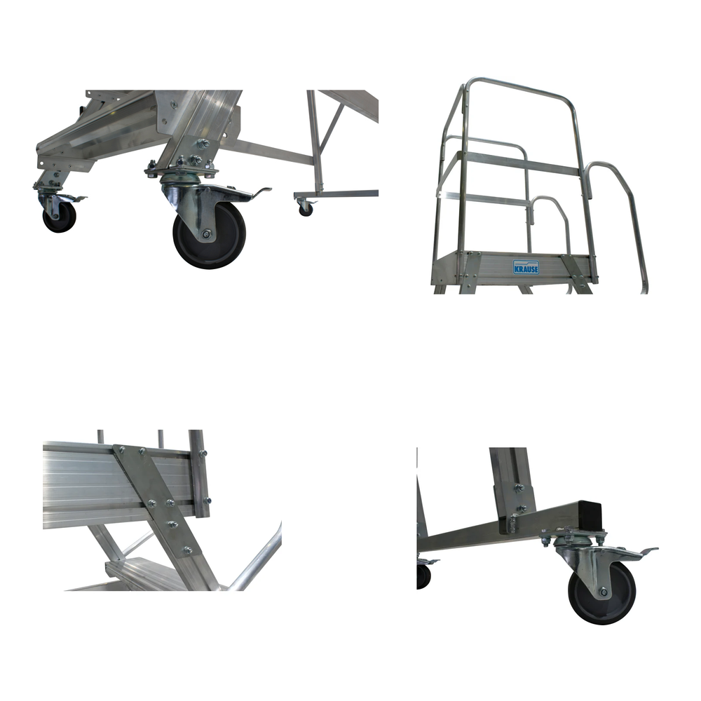 Новинка! Лестница алюминиевая передвижная с платформой односторонняя KRAUSE CORDA 6 ступени 820044