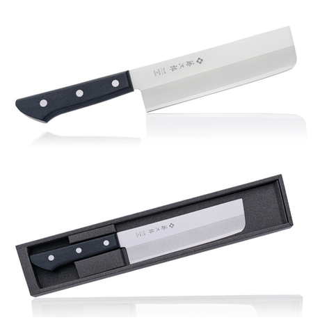 Новинка! Нож японский кухонный Накири TOJIRO серия Western Knife для шинковки овощей и зелени, длина лезвия 16,5 см, сталь VG10, 3 слоя, рукоять стабилизированная древесина, заточка 8000 F-315