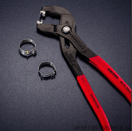 Щипцы для хомутов с защёлкой 250 мм, узкая голова, для труднодоступных мест KNIPEX KN-8551250C