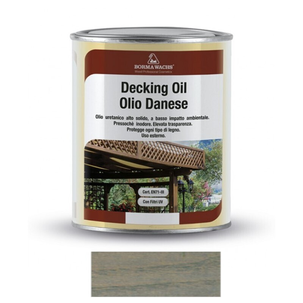 АКЦИЯ ИЮНЬ 2025! Масло датское Decking Oil 1 л для террас цвет 1012 Серый для наружных работ Borma 4971IL-DS1012