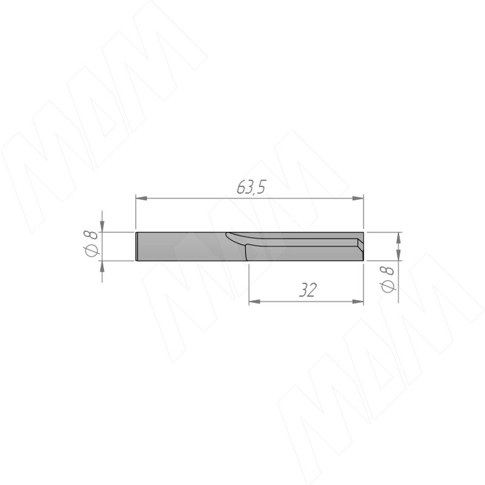 Новинка! Фреза концевая пазовая Klein S 8 D 8 х 32 х 63 Z 2+1 DX C103.080.R