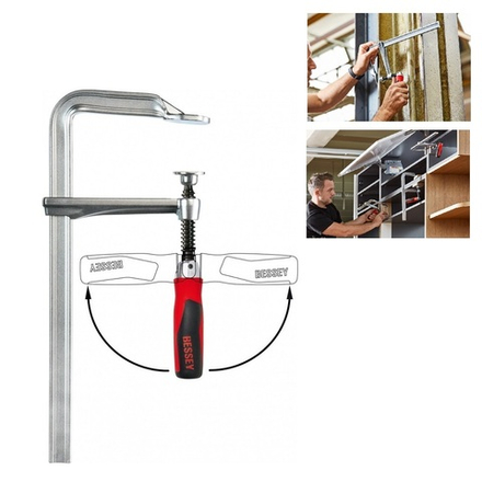 АКЦИЯ Скидки на Максимуме 2026! Струбцина цельностальная с поворотной рукояткой 5 кН 600 мм x 120 мм BESSEY BE-GZ60-12KG