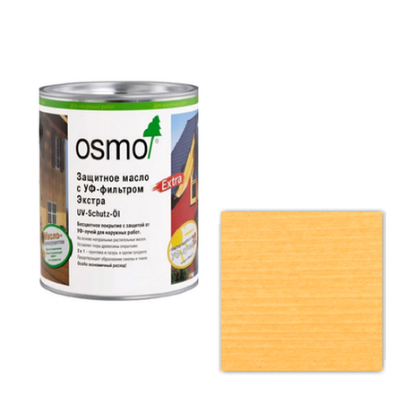 Новинка! Защитное масло с УФ-фильтром Экстра Osmo UV-Schutz-Öl Extra 1420 Бесцветное матовое 0,75 л с защитой от УФ-лучей против роста синей гнили плесени грибков для наружных работ 11600104