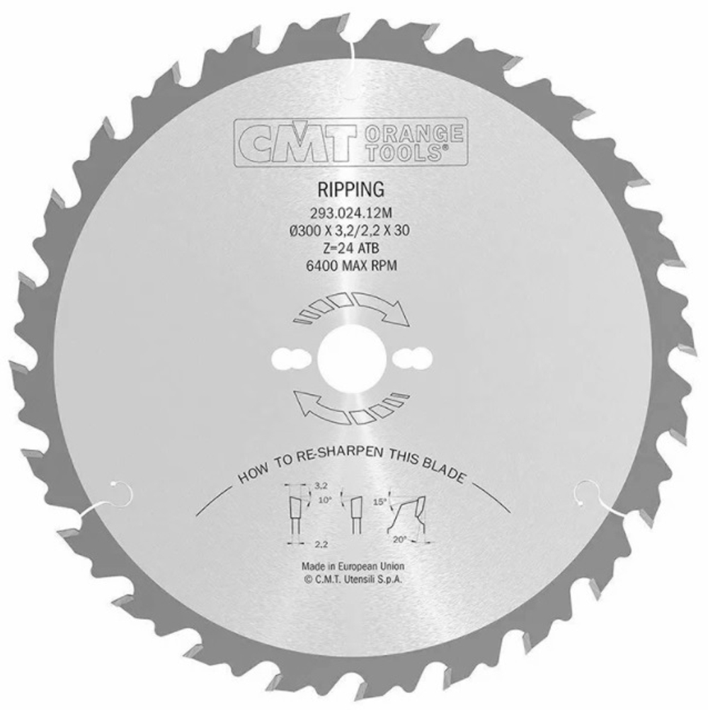 ХИТ! Диск пильный продольное пиление 300 x 30 x 3,2 / 2,2 20 гр 10 гр ATB Z24 CMT 293.024.12M