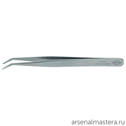Пинцет прецизионный 115 мм SMD позиционный, CrNi нерж, гладкие губки 30°, 92 02 54 KNIPEX KN-920254