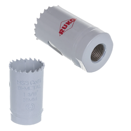 Новинка! Коронка биметаллическая RUKO HSS Co 8% 30 мм, для сверления отверстий в черных и цветных металлах, пластике 126030