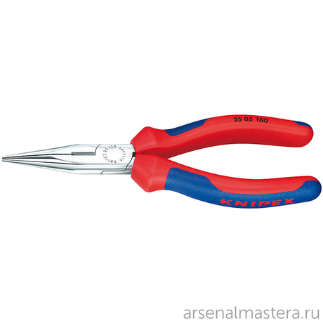 Длинногубцы 160 мм с режущими кромками, хром, 2-комп ручки 25 05 160 KNIPEX KN-2505160