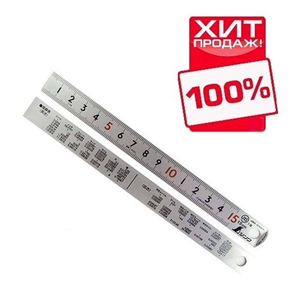 ХИТ! Линейка стальная матовая Shinwa PickUp 60 см шкала - в см  13137 М00010163