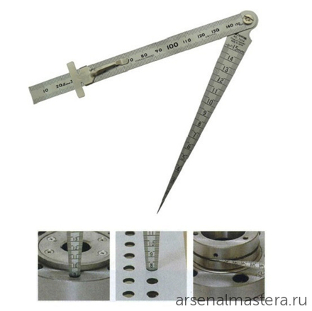 ХИТ! Линейка конусная с линейкой 150 мм Shinwa для определения диаметров отверстий от 0 до 15 мм 62612 М00003683