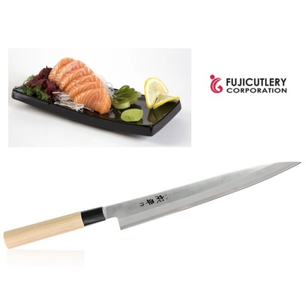 Японский Нож кухонный Янагиба Fuji Cutlery Narihira для сашими длина лезвия 270 мм, сталь Mo - V, рукоять дерево, заточка 9000 Tojiro FC-77