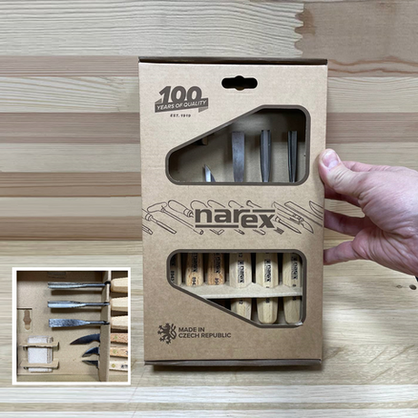 ЦЕНЫ НИЖЕ! Набор 7 предметов из 6 резцов + брусок Narex Standart в картонной коробке 8946 10 894610